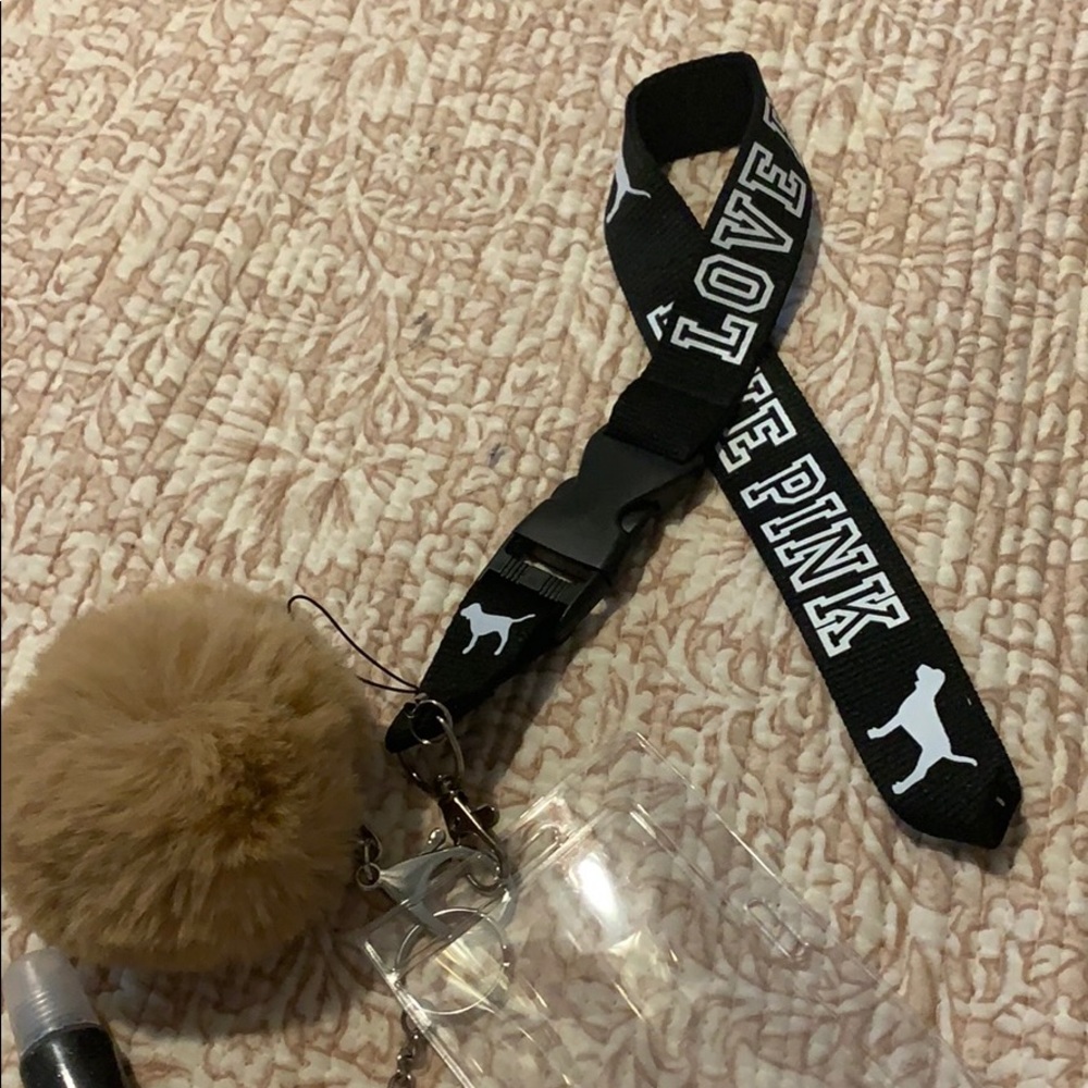 Black&white love pink lanyard